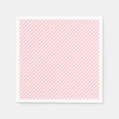 Roze en Wit Klein Grootte Diagonaal Streepjesdocum Servet (Voorkant)