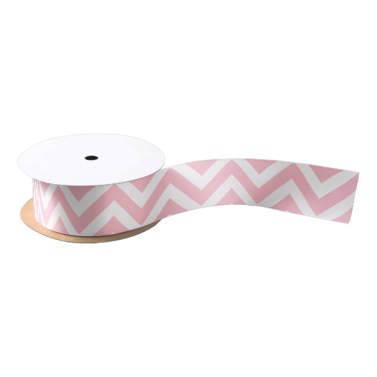 Roze en Wit Klein Horizontaal Chevron Lint (Spoel)