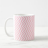 Roze en Wit Klein Verticaal Chevron Patroon Koffiemok (Links)