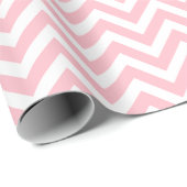 Roze en Wit Kleine Grootte Chevron Strepen Cadeaupapier (Rol Hoek)