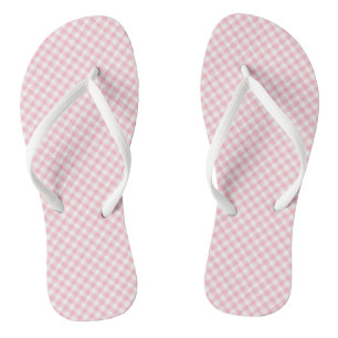 Roze en Wit Kleine Grootte Diagonale Gingham-Contr Teenslippers
