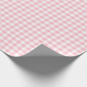 Roze en Wit Kleine Grootte Gingham Cheques Cadeaupapier (Hoek)