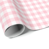 Roze en Wit Kleine Grootte Gingham Cheques Cadeaupapier (Rol Hoek)