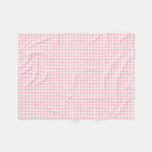 Roze en Wit Kleine Grootte Gingham Cheques Fleece Deken (Voorkant (Horizontaal))