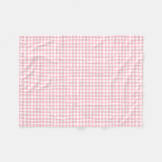 Roze en Wit Kleine Grootte Gingham Cheques Fleece Deken (Voorkant (Horizontaal))