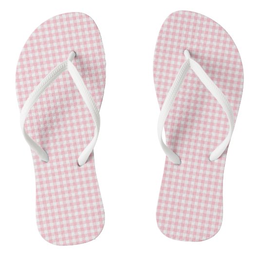 Roze en Wit Kleine Grootte Gingham Cheques Teenslippers (Voetbed)