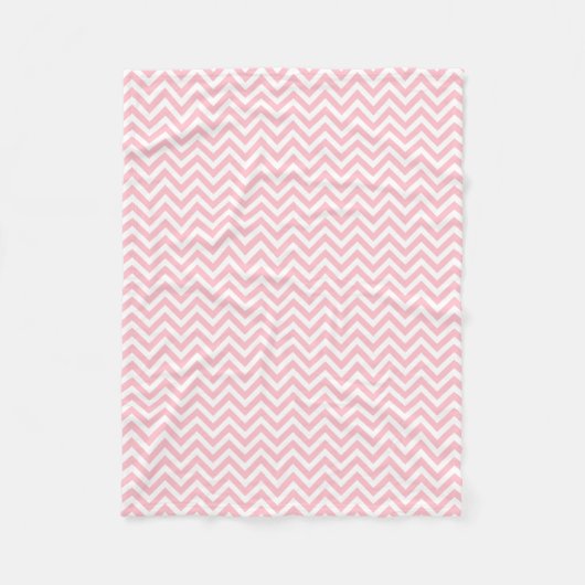 Roze en Wit Kleine Grootte Horizontale Chevron Fleece Deken (Voorkant)