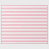 Roze en Wit Kleine Grootte Horizontale Strepen Cadeaupapier (Vlak)