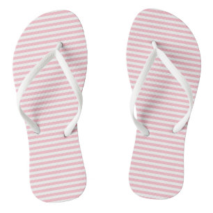 Roze en Wit Kleine Grootte Horizontale Strepen Teenslippers