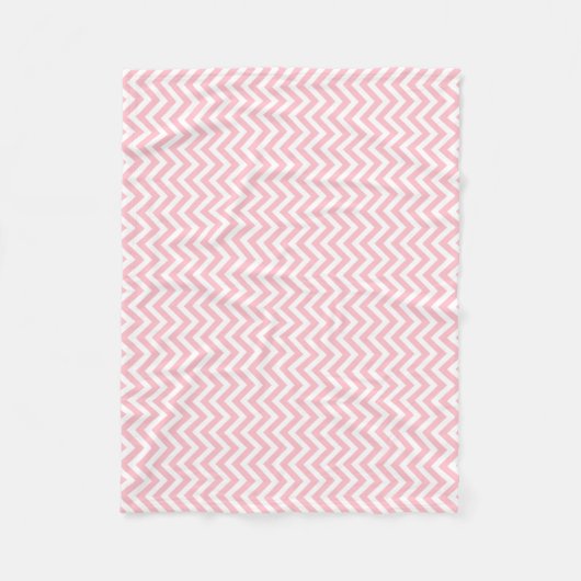 Roze en Wit Kleine Grootte Verticale Chevron Fleece Deken (Voorkant)