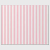 Roze en Wit Kleine Grootte Verticale Strepen Cadeaupapier (Vlak)