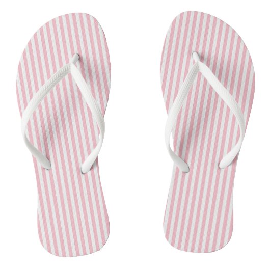 Roze en Wit Kleine Grootte Verticale Strepen Teenslippers (Voetbed)
