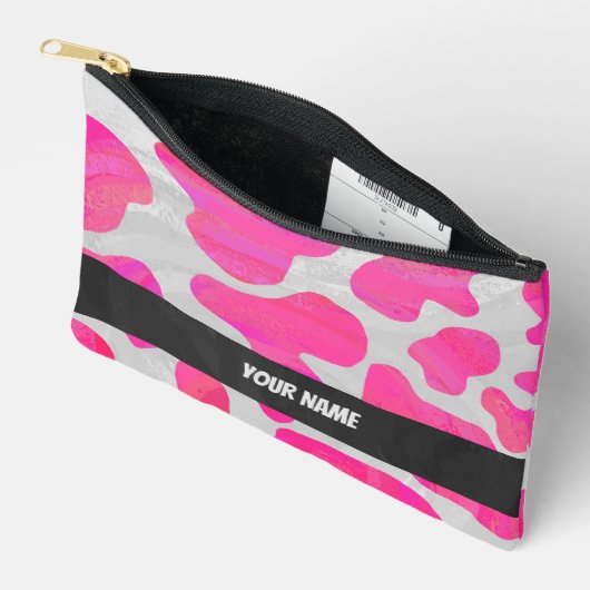 Roze en Wit Koe Patroon Etui (Open)