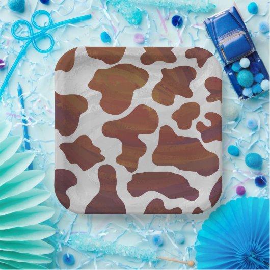 Roze en Wit Koe Patroon Papieren Bordje (Feest)