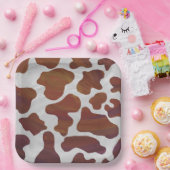 Roze en Wit Koe Patroon Papieren Bordje (Feest)