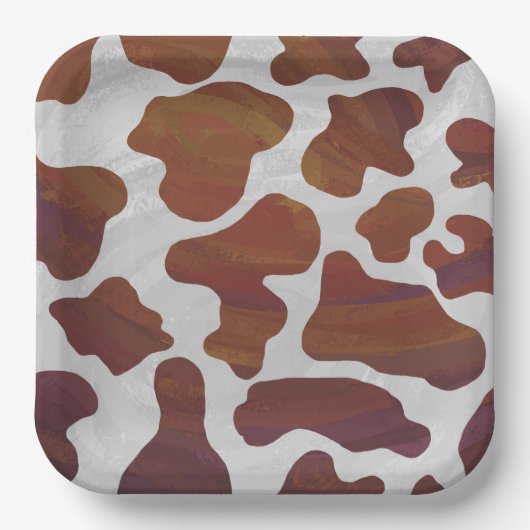 Roze en Wit Koe Patroon Papieren Bordje (Voorkant)