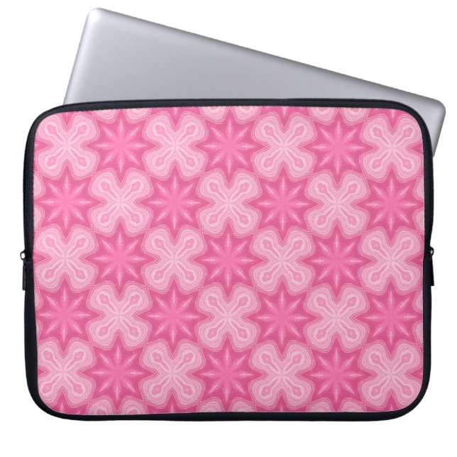 Roze en Wit Laptop Sleeve (Voorkant)