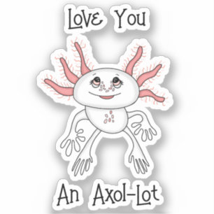 Roze en Wit Leuke Cartoon Axolotl Sticker
