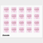 Roze en wit Liefde is zoet Snoep Buffet Sticker (Vel)