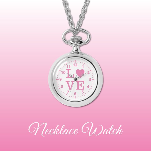 Roze en wit Liefde Ketting Watch (Creator heeft geüpload)