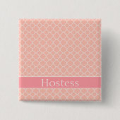 Roze en wit, lieflijk hostess vierkante button 5,1 cm (Voorkant)
