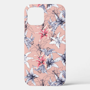 Roze en wit Lillies patroon Case-Mate iPhone Case