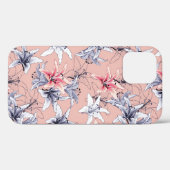 Roze en wit Lillies patroon Case-Mate iPhone Case (Achterkant (horizontaal))