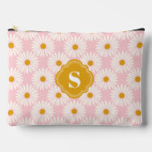 Roze en wit madeliefje patroon monogram etui (Voorkant)