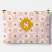 Roze en wit madeliefje patroon monogram etui (Achterkant)