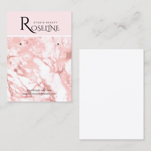 Roze en wit marmer geo-juwlery-beeldscherm visitekaartje (Voorkant / Achterkant)