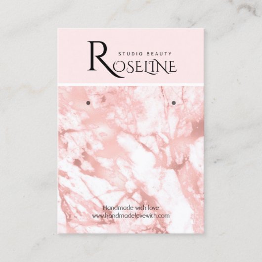 Roze en wit marmer geo-juwlery-beeldscherm visitekaartje (Voorkant)