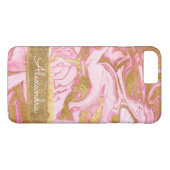 Roze en wit marmer met goudfolie en glitter Case-Mate iPhone case (Achterkant (Horizontaal))