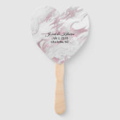 Roze en Wit Marmered Huwelijksprogramma Fan Handwaaier (Achterkant)