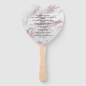 Roze en Wit Marmered Huwelijksprogramma Fan Handwaaier (Voorkant)