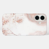 Roze en Wit Marmeren Patroon iPhone Case (Achterkant (horizontaal))