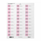 Roze en Wit Marokkaans Patroon met Monogram Etiket (Full Sheet)