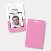 Roze en Wit Medische Faciliteit Naam Badge (Voor- en achterkant)