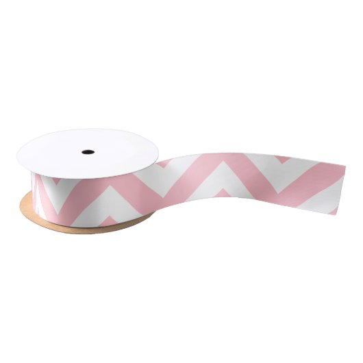 Roze en Wit Medium Horizontaal Chevron Lint (Spoel)