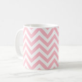 Roze en Wit Medium Horizontaal Chevron Patroon Koffiemok (Voorkant links)