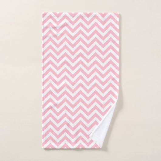 Roze en Wit Medium Horizontale Chevron Strepen Bad Handdoek (Handdoek)