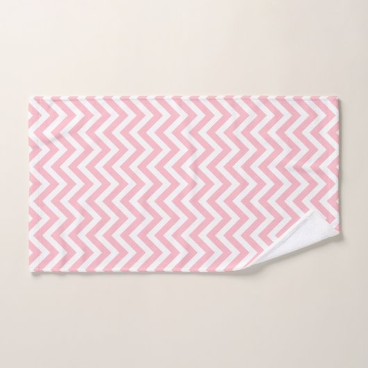 Roze en Wit Medium Horizontale Chevron Strepen Bad Handdoek (Handdoek)