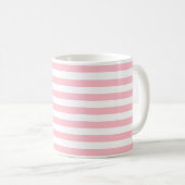 Roze en Wit Medium Horizontale Strepen Patroon Koffiemok (Voorkant rechts)