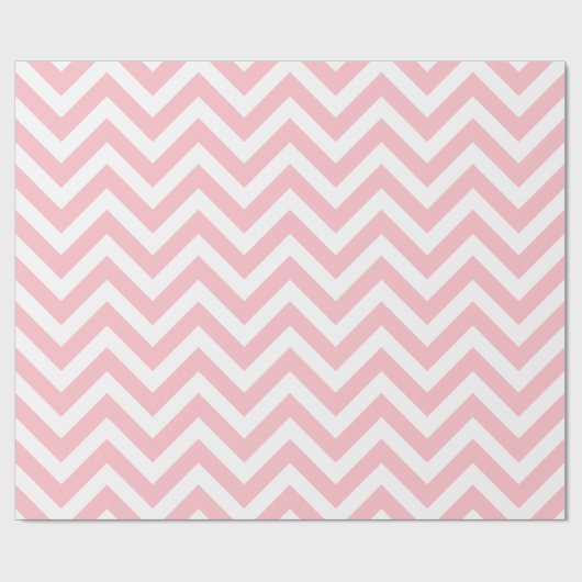 Roze en Wit Medium Size Chevron Stripes Cadeaupapier (Vlak)