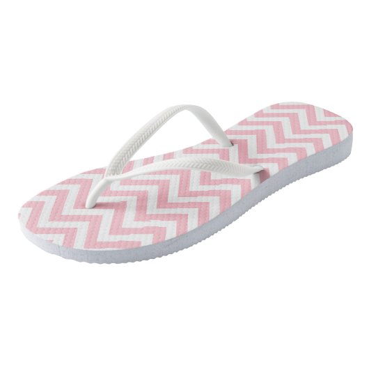 Roze en Wit Medium Size Chevron Stripes Teenslippers (Schuin)