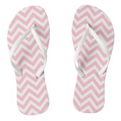 Roze en Wit Medium Size Chevron Stripes Teenslippers (Voetbed)