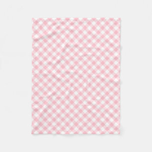 Roze en Wit Medium Size Diagonal Gingham Checks Fleece Deken