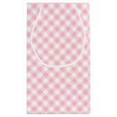 Roze en Wit Medium Size Diagonal Gingham Checks Klein Cadeauzakje (Achterkant)