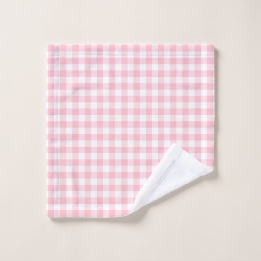 Roze en Wit Medium Size Gingham Checks Bad Handdoek (Wasdoekje)