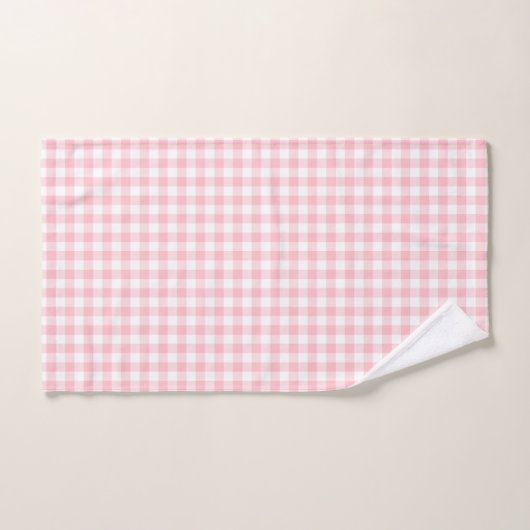 Roze en Wit Medium Size Gingham Checks Bad Handdoek (Handdoek)