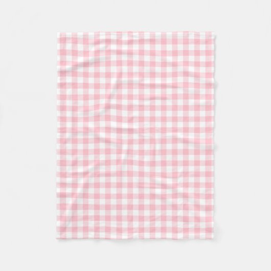 Roze en Wit Medium Size Gingham Checks Fleece Deken (Voorkant)
